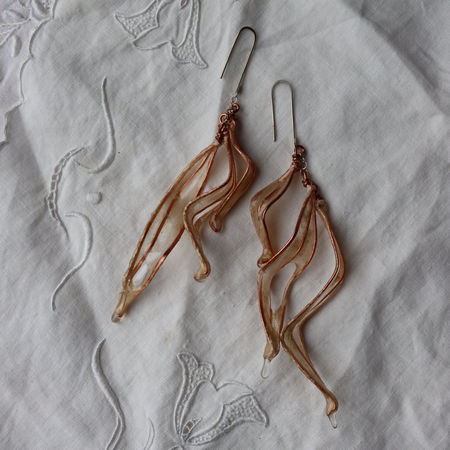 Leaf Cascade Earrings, ivory