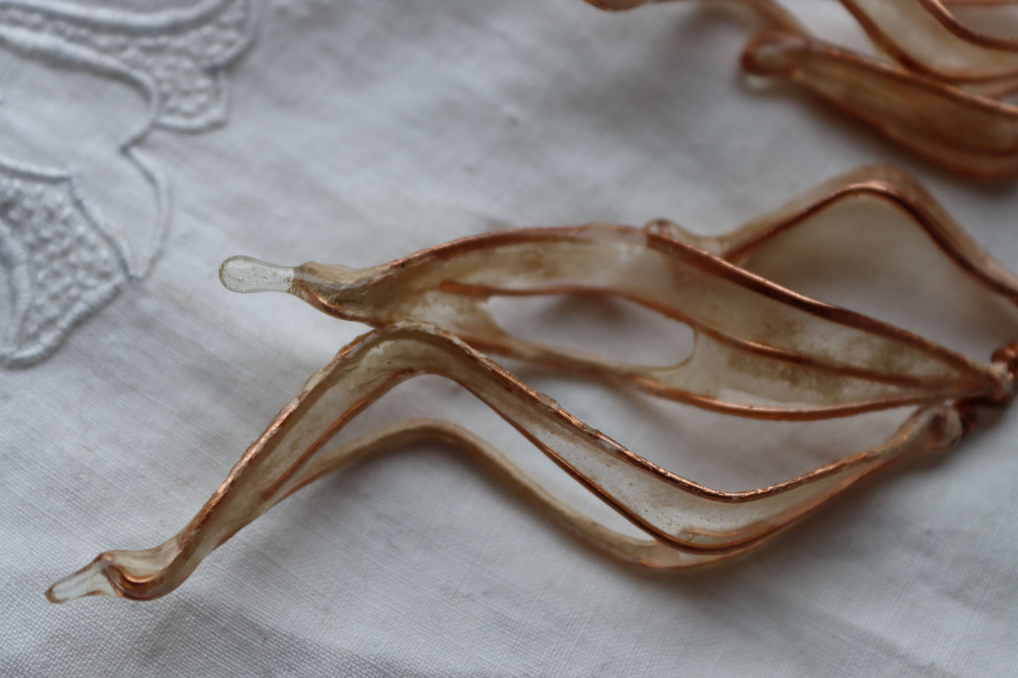 Leaf Cascade Earrings, ivory