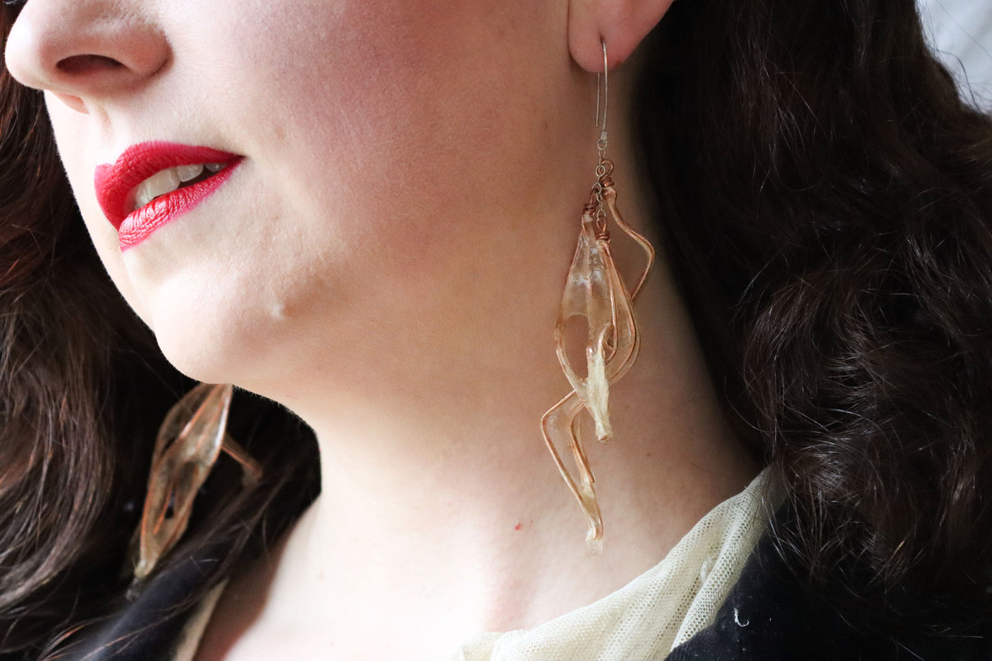 Leaf Cascade Earrings, ivory