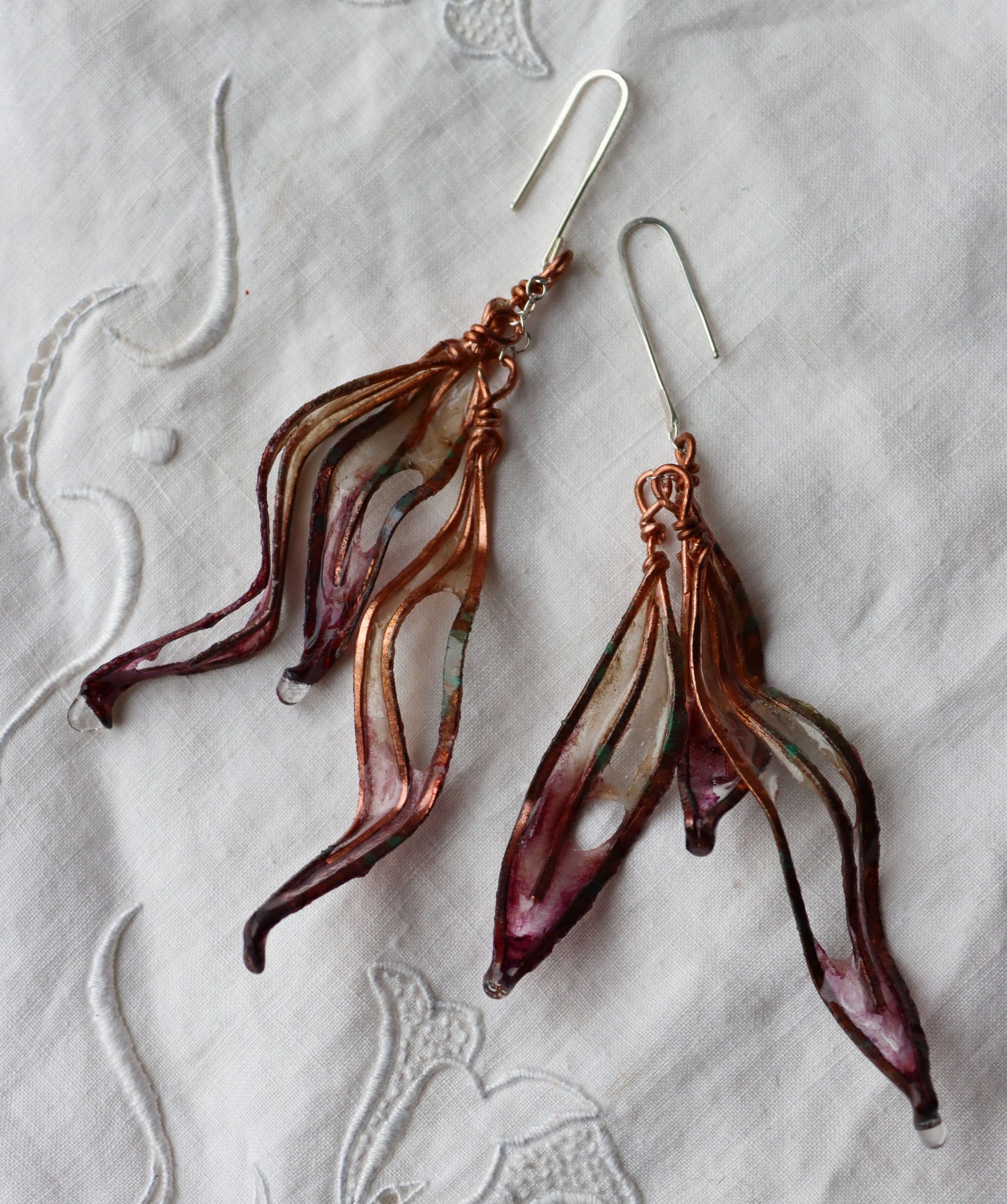 Leaf Cascade Earrings, lilac