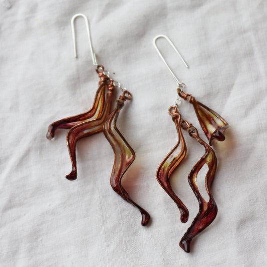 Leaf Cascade Earrings : burgundy