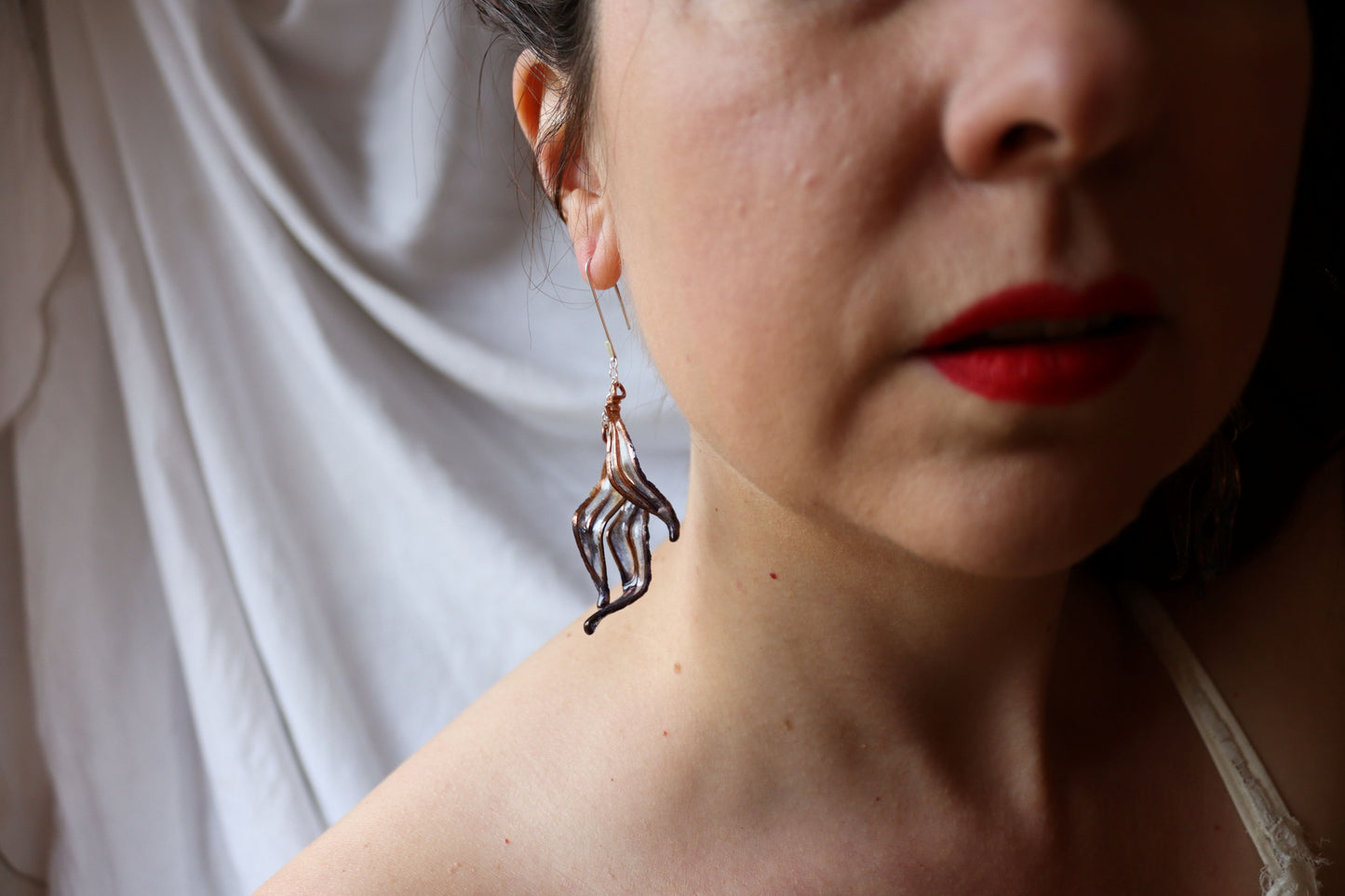 Leaf Cascade Earrings : indigo
