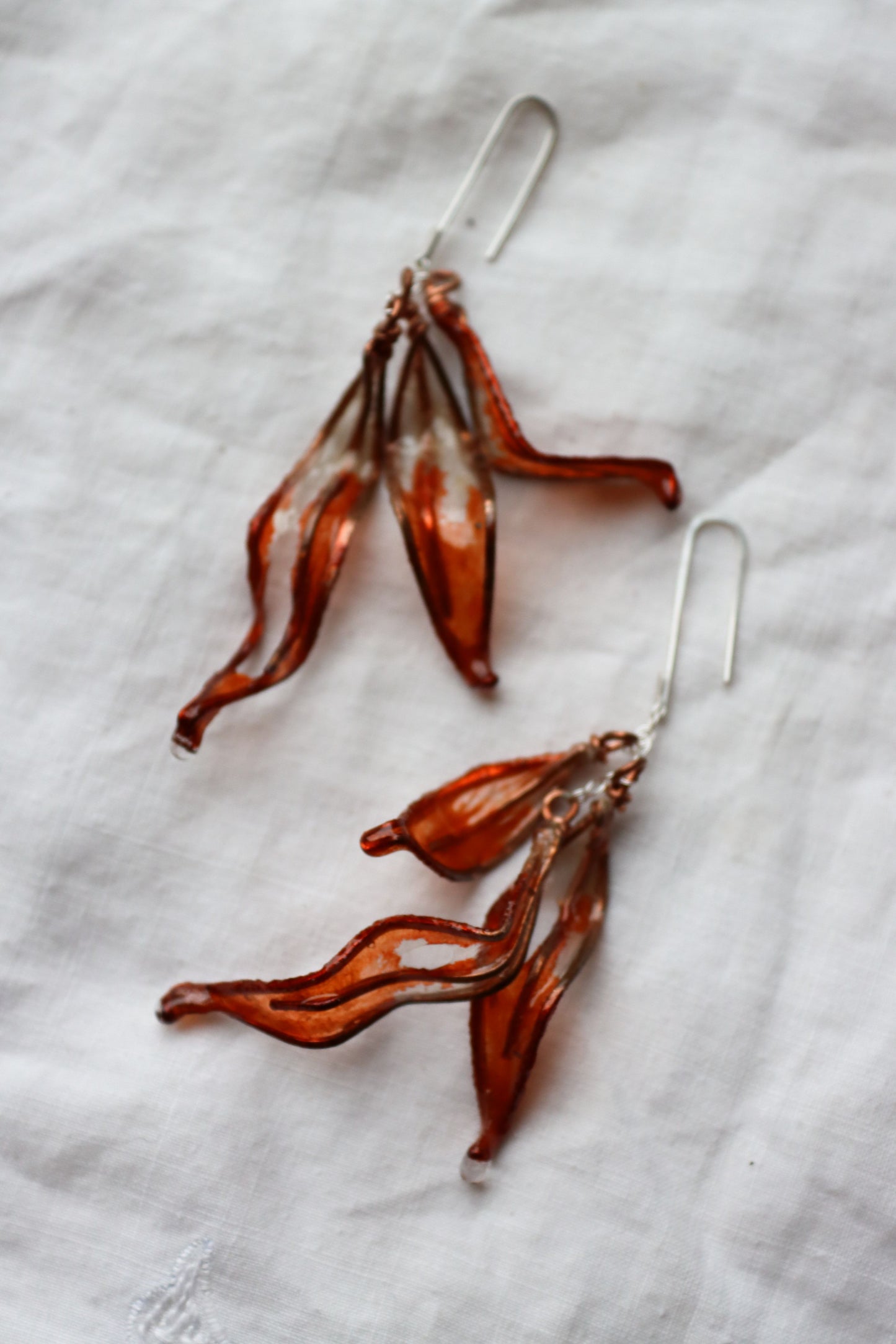 Leaf Cascade Earrings : burnt orange