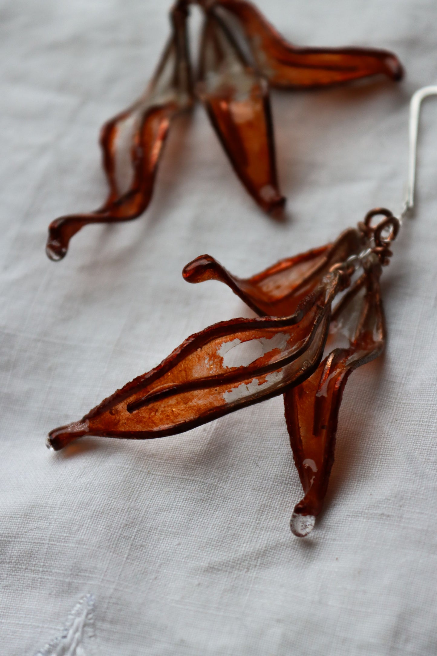 Leaf Cascade Earrings : burnt orange