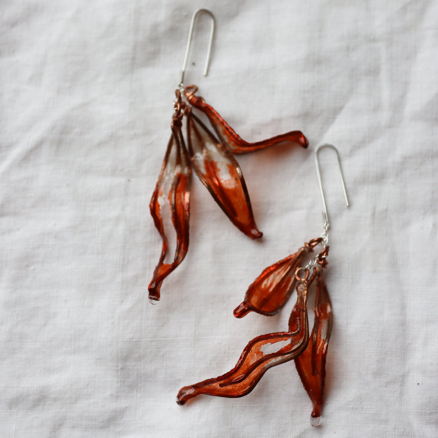 Leaf Cascade Earrings : burnt orange