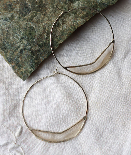Paper Chevron Hoops : silver & ivory