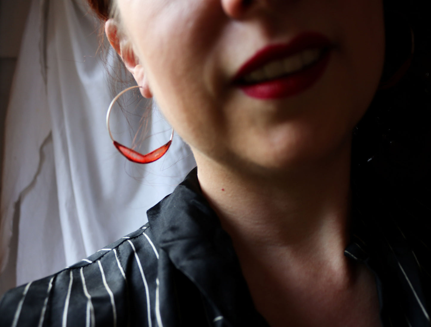 Paper Chevron Hoops, coral