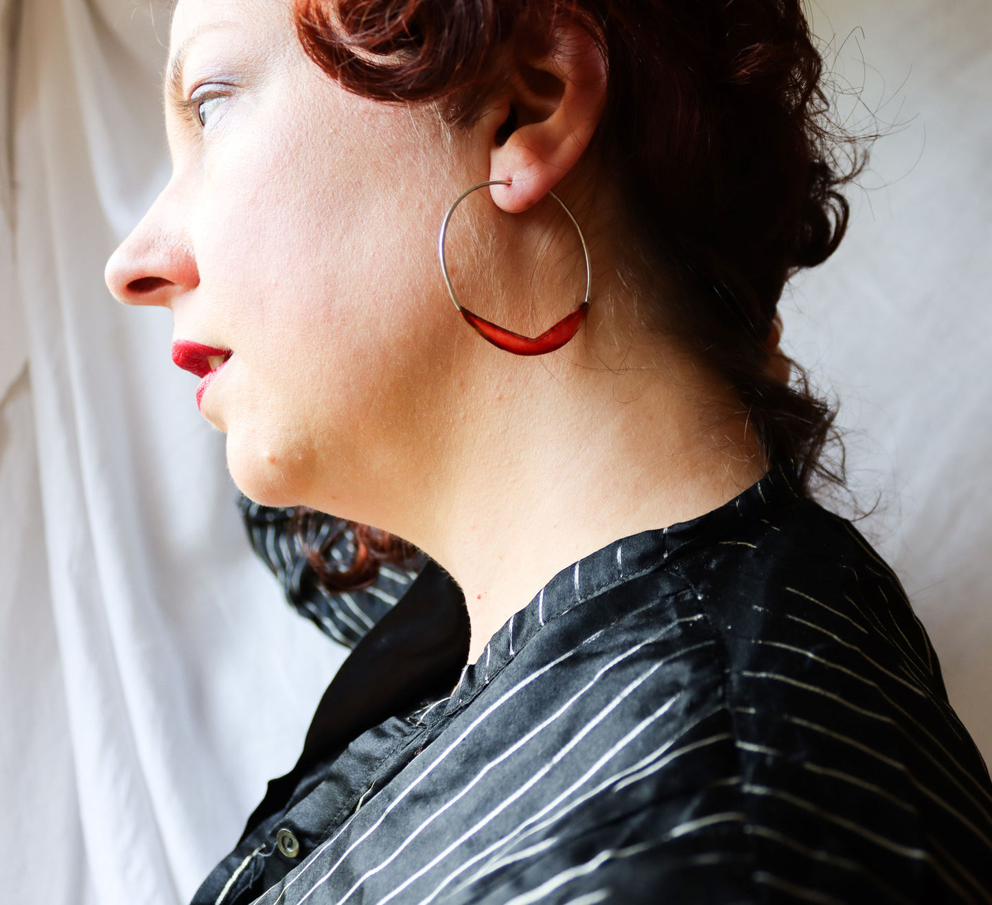 Paper Chevron Hoops, coral