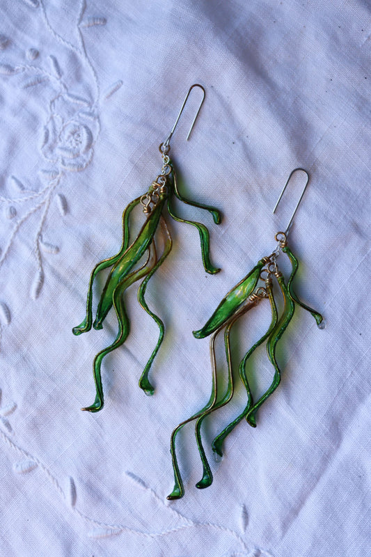 Petal Cascade Earrings, Large : spring green