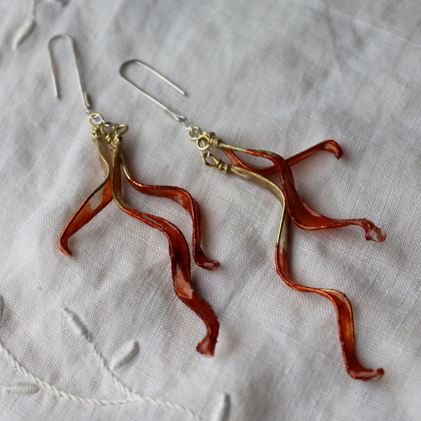 Petal Cascade Earrings, small : burnt orange