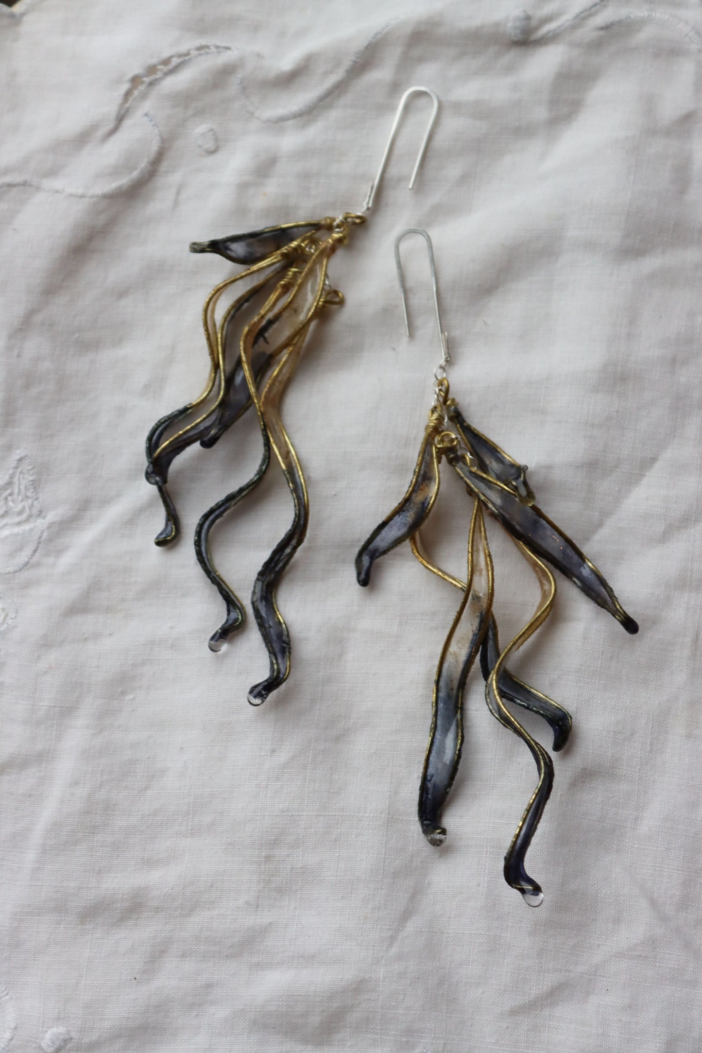 Petal Drop Earrings, large : indigo