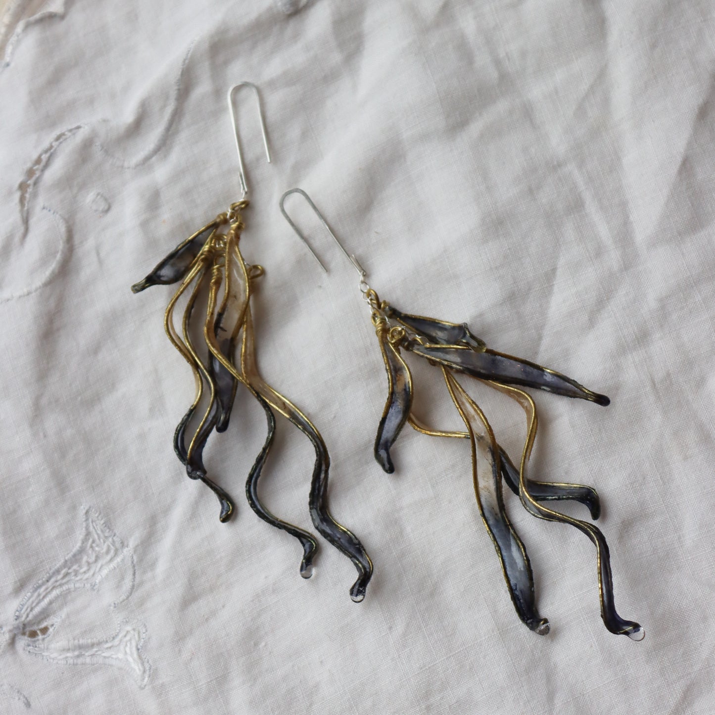 Petal Drop Earrings, large : indigo