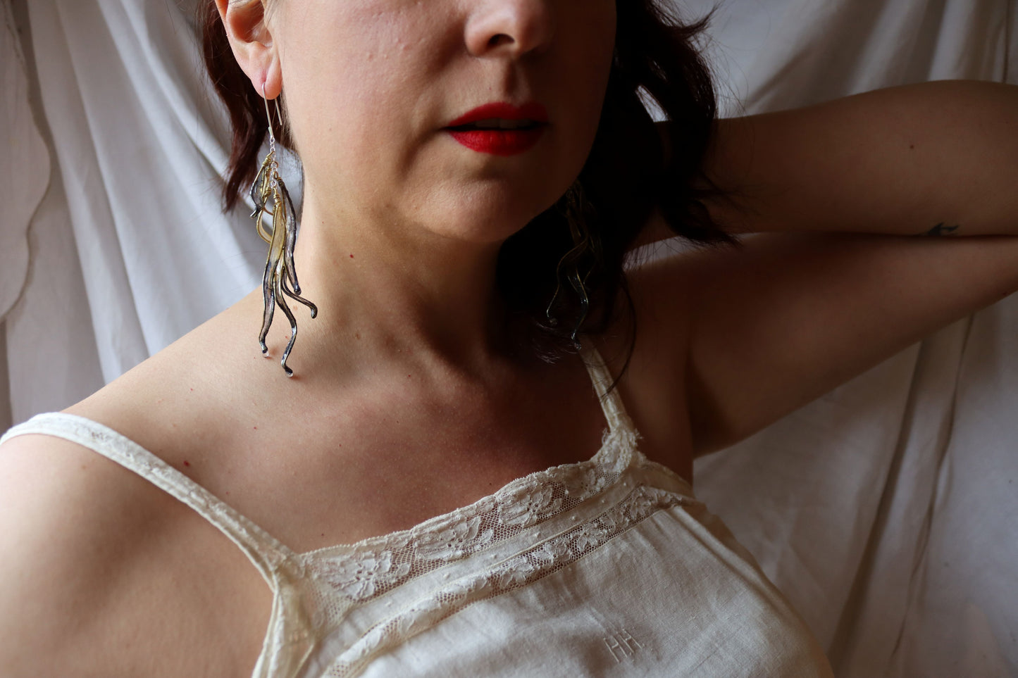 Petal Drop Earrings, large : indigo