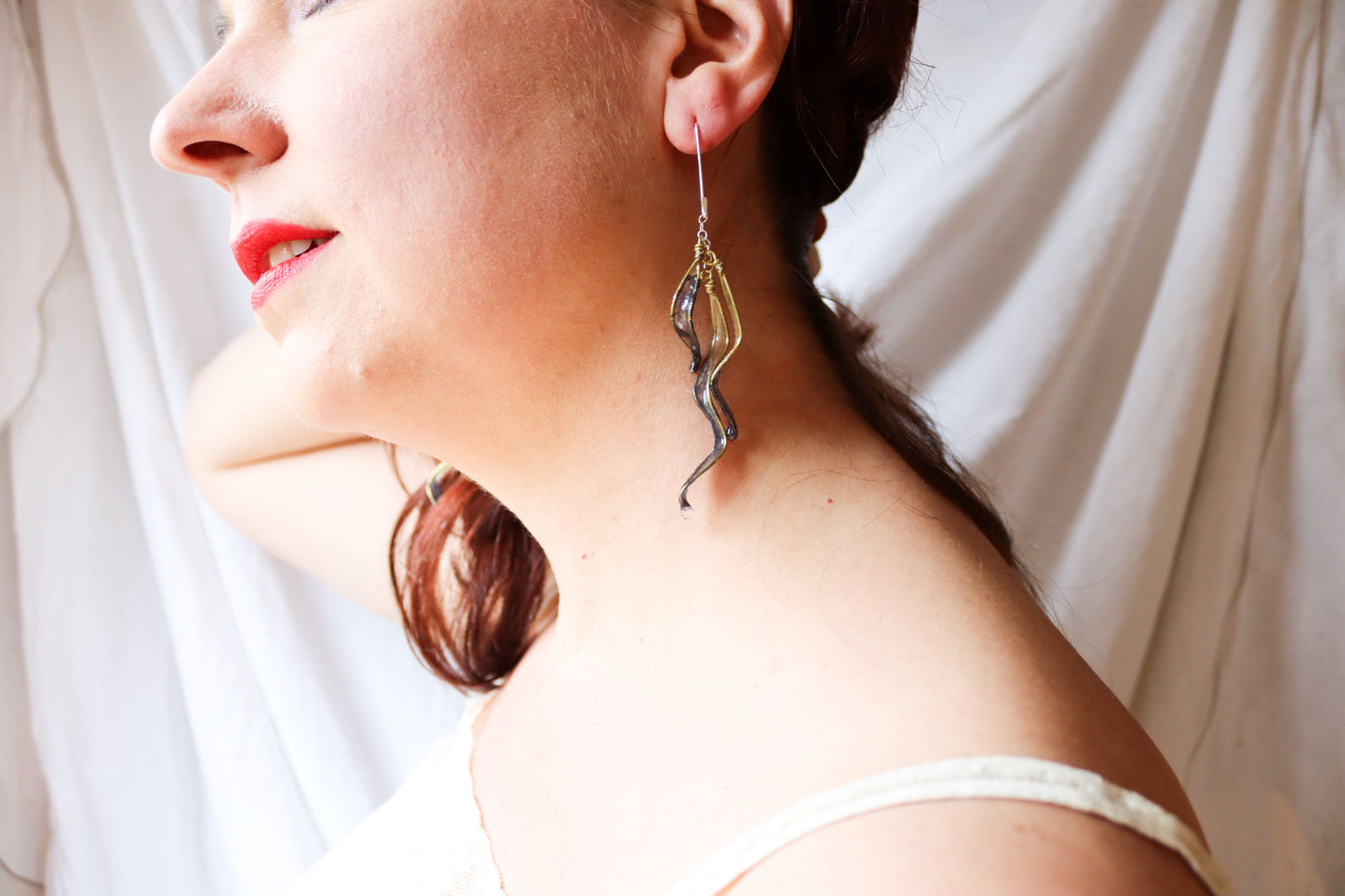 Petal Drop Earrings, small : indigo