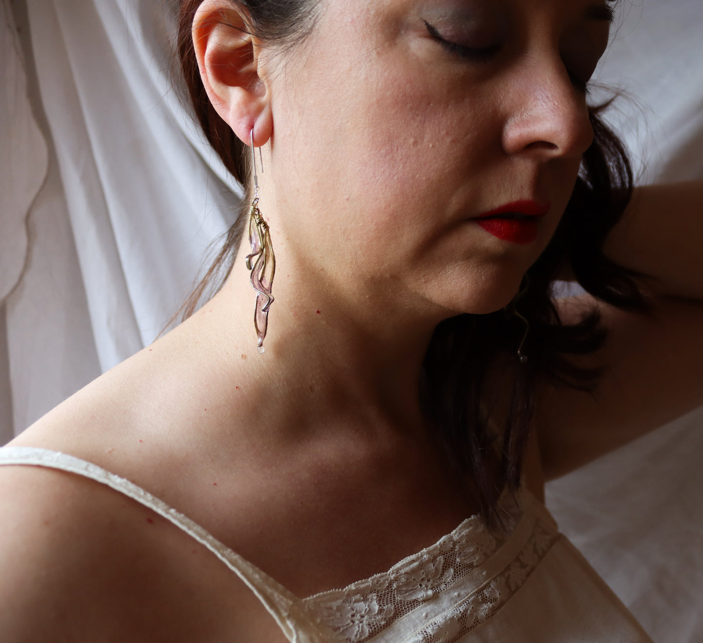 Petal Drop Earrings, small : lavender