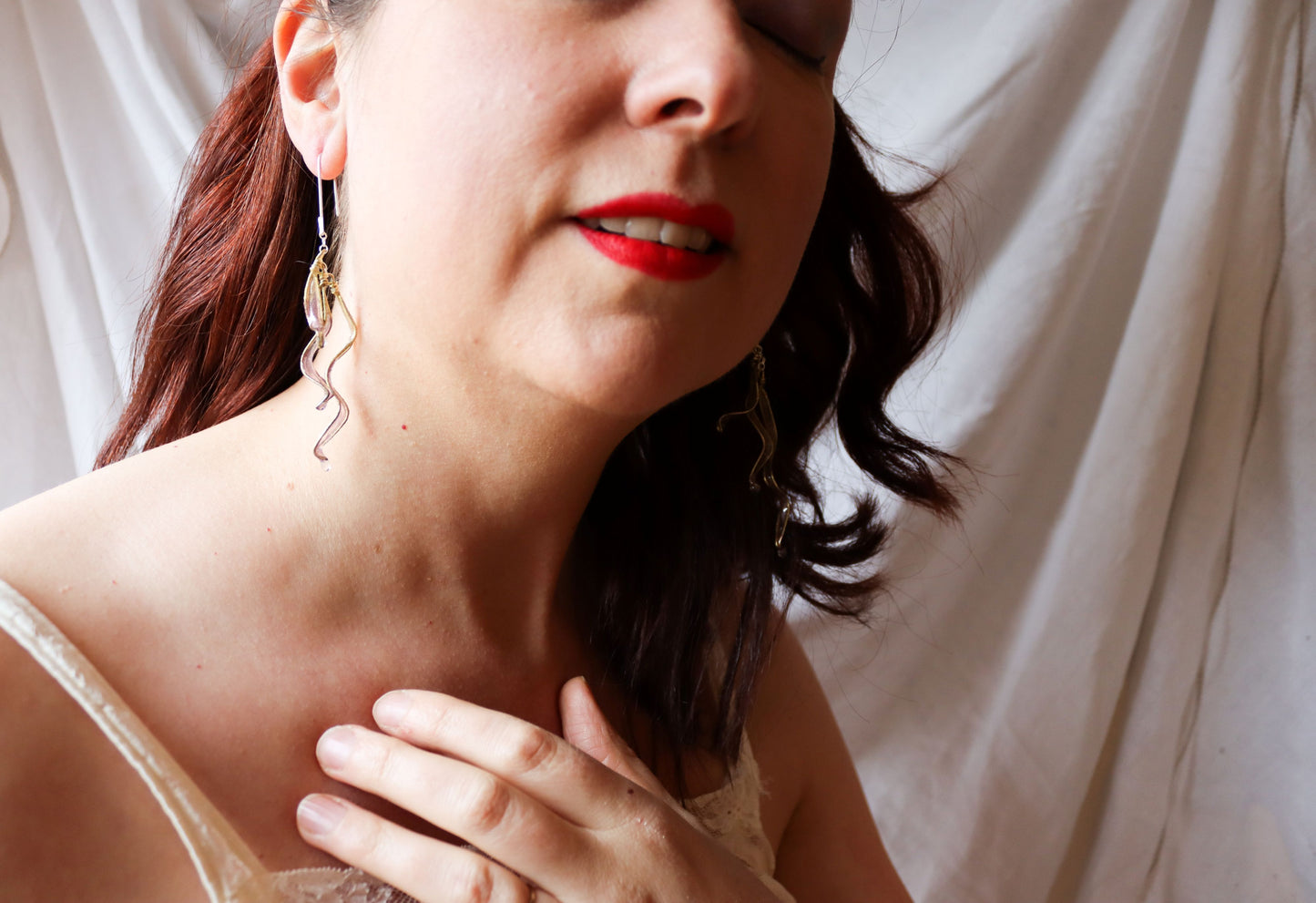 Petal Drop Earrings, small : lavender