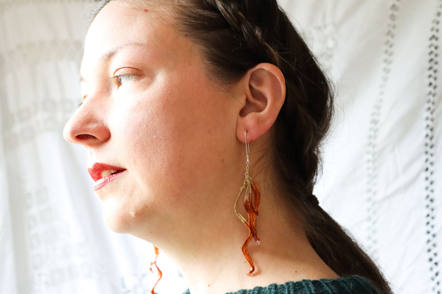 Petal Cascade Earrings, small : burnt orange