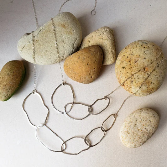 River Stone Necklace, Small, Sterling Silver