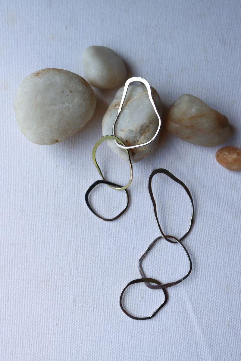 River Stone Earrings, medium : silver