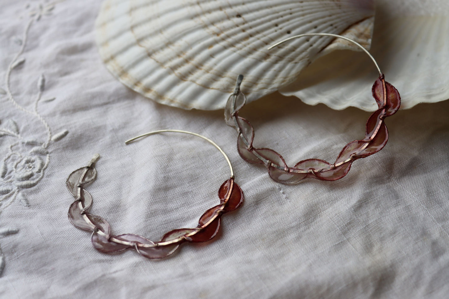 Sea Fan Earrings, large : burgundy