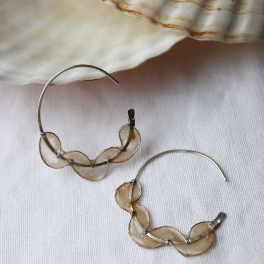 Sea Fan Earrings : silver & ivory