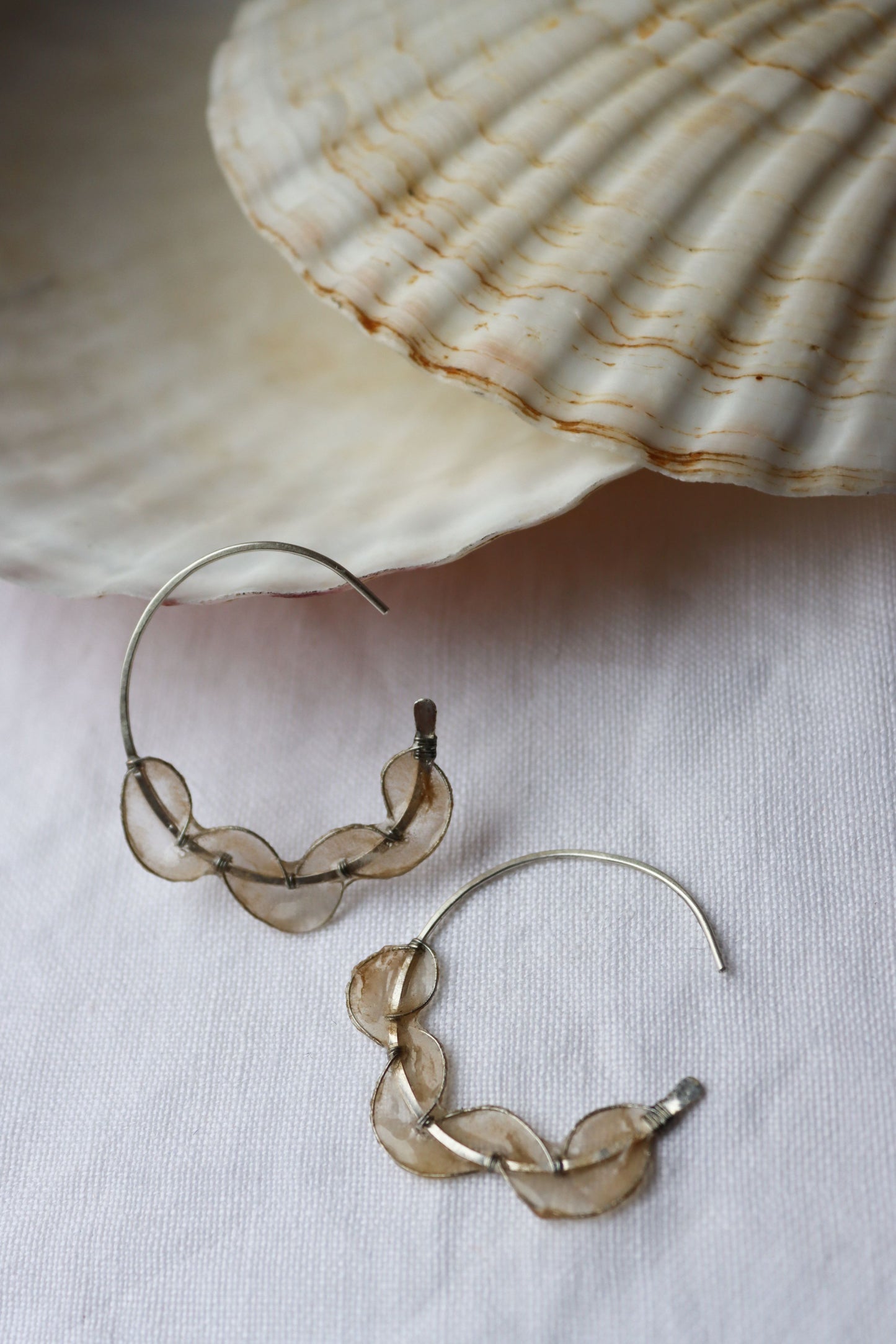 Sea Fan Earrings : silver & ivory