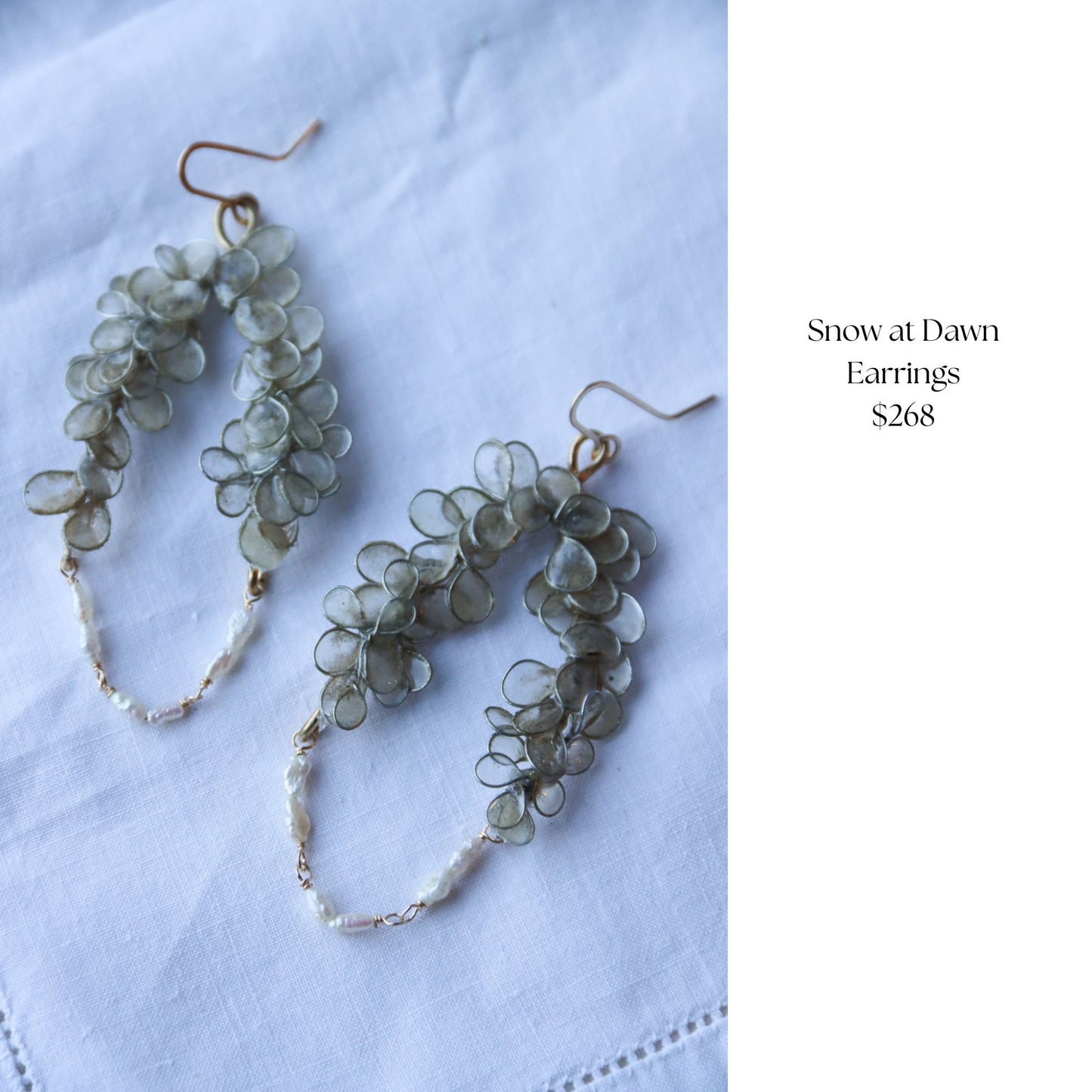 Private Listing for Jessica : Snow at Dawn Earrings, Warmth Under the Snow Necklace